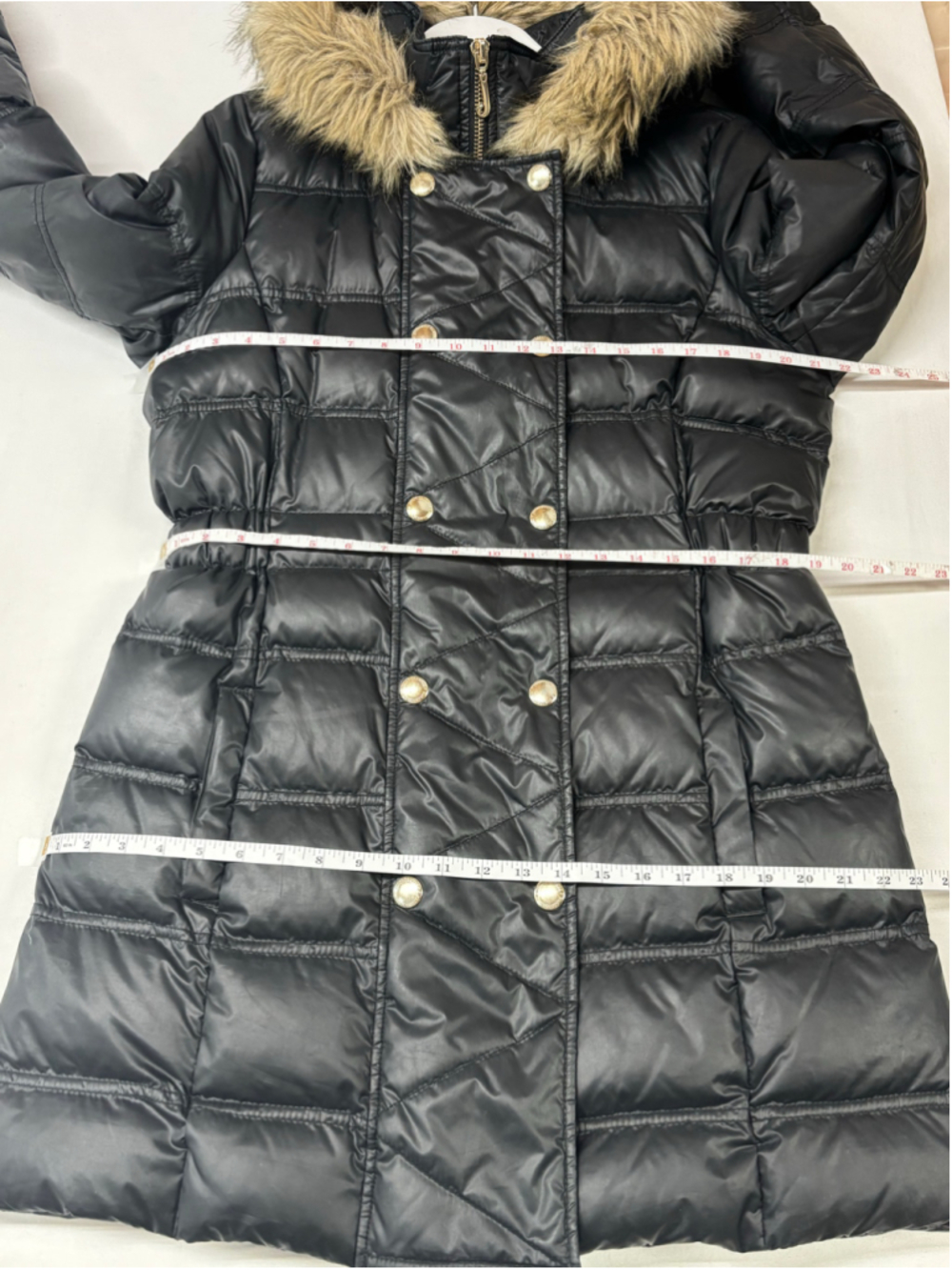 Women's Vintage Juicy Couture Y2K Black Puffer Coat with Faux Fur Hood Size XL - Picture 10 of 10
